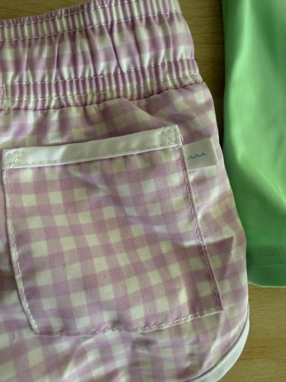 NWT Minnow Kids Set Palm Green Rashguard Lavender Gingham Shorts Sz 1
